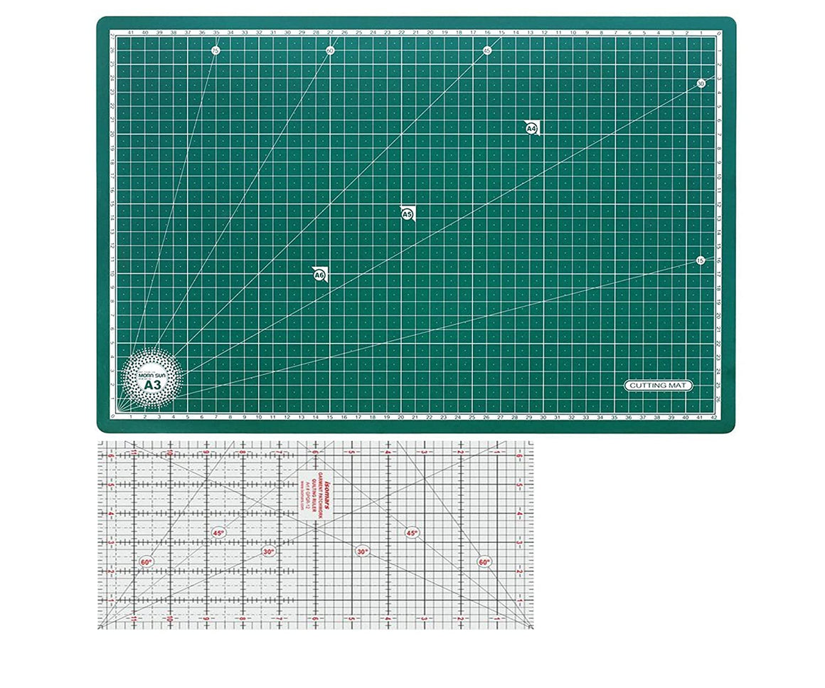 Isomars Garment Patchwork Quilting Ruler - 12" with Cutting Mat A3