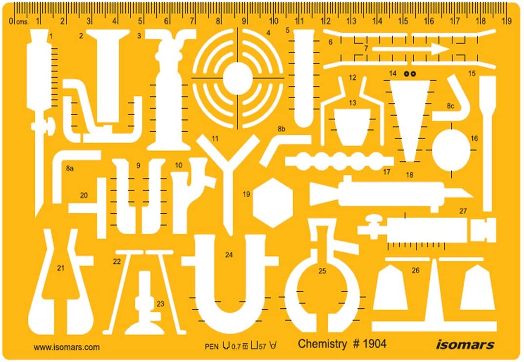 Isomars Chemistry Chemical Engineering Laboratory Lab Equipment Symbols Drawing Template Stencil