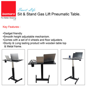 Isomars Multipurpose Height Adjustable Laptop Table with Foot Lever for Breakfast, Online Classes, Work from Home and Other Activities with Large Table Top