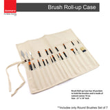 Isomars Brush Roll Up Case with Set of 7 Round Brushes for Painting