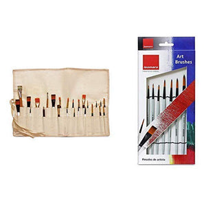 Isomars Brush Roll Up Case with Set of 7 Round Brushes for Painting
