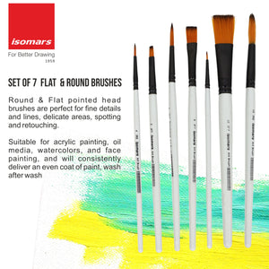 Colour Mixing Palette & Flat and Round Brushes (Set of 7)