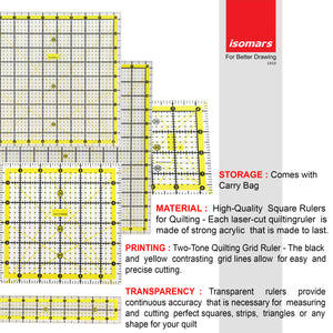 Isomars Square Patchwork Quilt Ruler - 4.5" x 4.5"