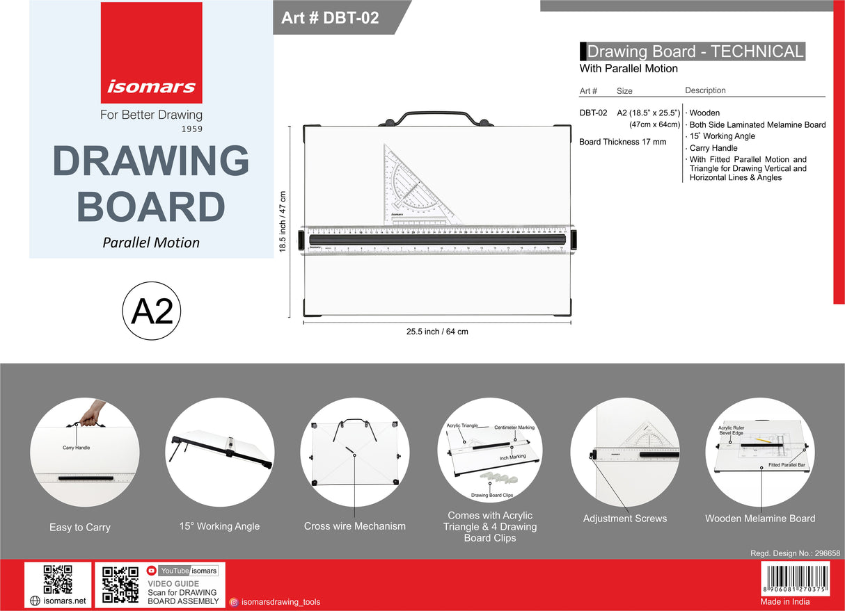 Drawing & Drafting Board with Parallel Motion Ruler