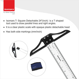Isomars Adjustable Set Square 12", T-Square 24" & Mechanical Pencil 0.5mm with 8 Leads