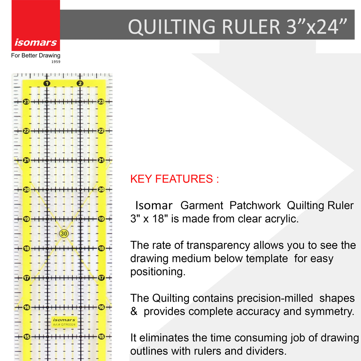 Garment Patchwork Quilting Ruler (3"X24")