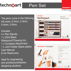Technoart Technical Drawing Pens (Set of 4)