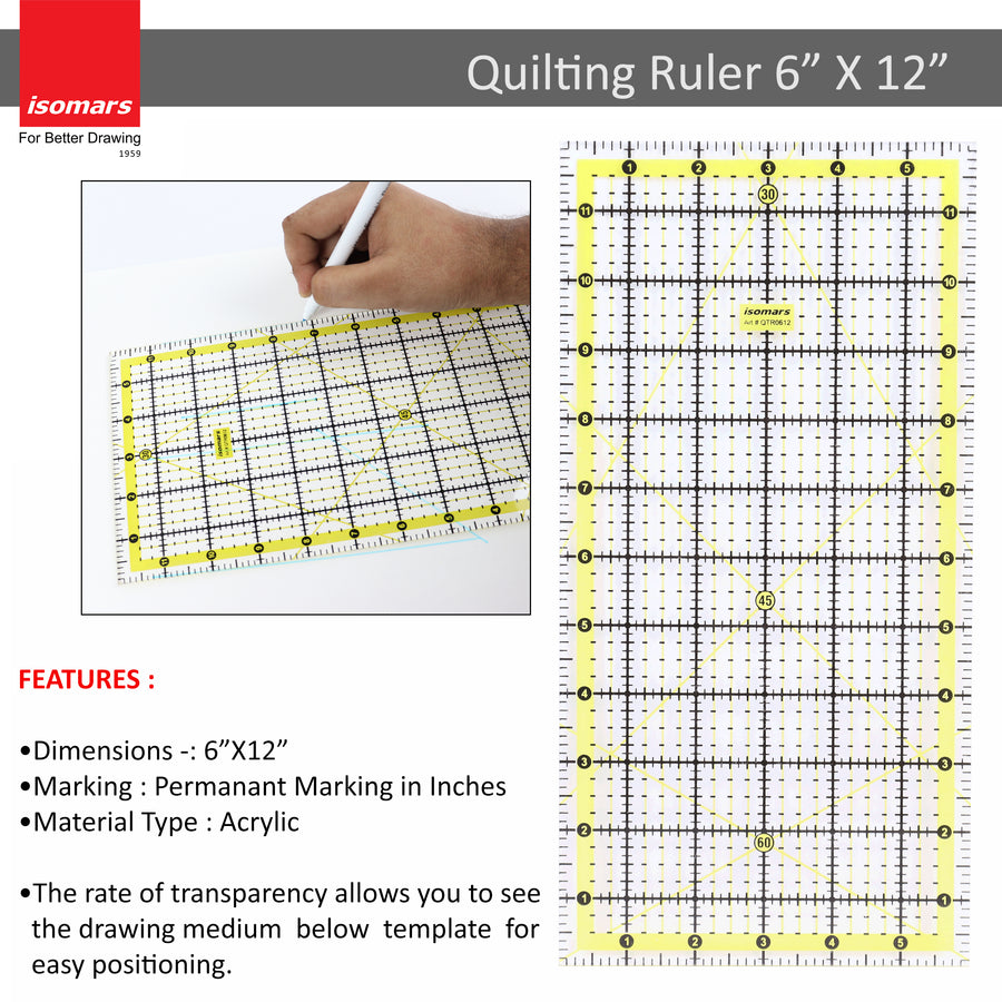 Garment Patchwork Quilting Ruler (6" x 12")