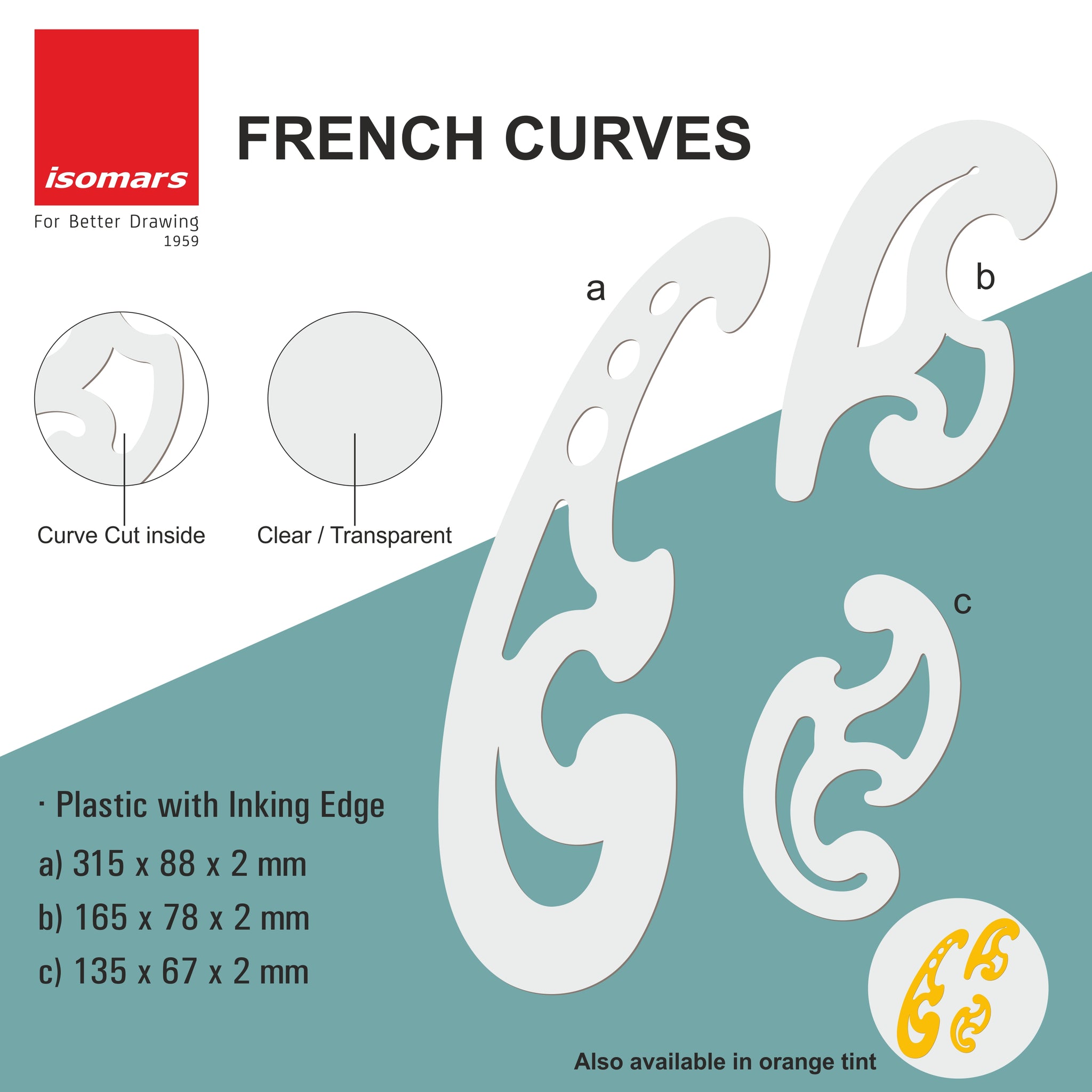 French Curve Ruler Set of 3 Rulers Technical Drawing Stencil