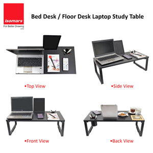 Isomars Bed Desk/Floor Desk Laptop Study Table for Work from Home, Online Classes, Card Games and Kid's Activities, Length - 76 cm, Width - 35.5 cm and Height - 25 cm (Black)