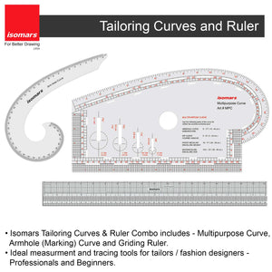 Multipurpose Curve, Gridding Scale & Armhole Curve with Marking Combo (Clear)