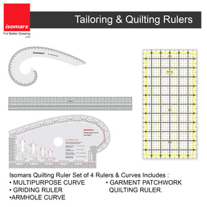 Isomars Multipurpose Curve, Gridding Scale, Quilting Ruler & Armhole Curve with Marking Combo