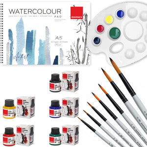 Drawing Set: Watercolor Pad, Colour Palette, Brush Set, and Ink Collection