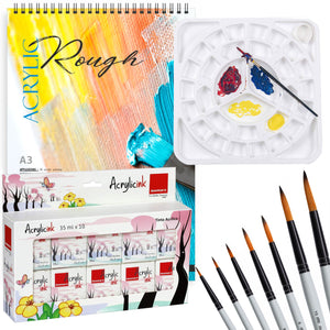 Drawing Kit (Acrylic Pad, Square Colour Palette, Acrylic Ink Collection and Brush Set)