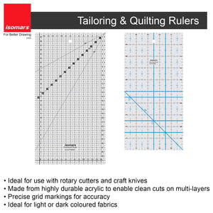 Isomars Patchwork Quilting Ruler (6" x 12") & Roll Ruler Quilting (5" x 10")