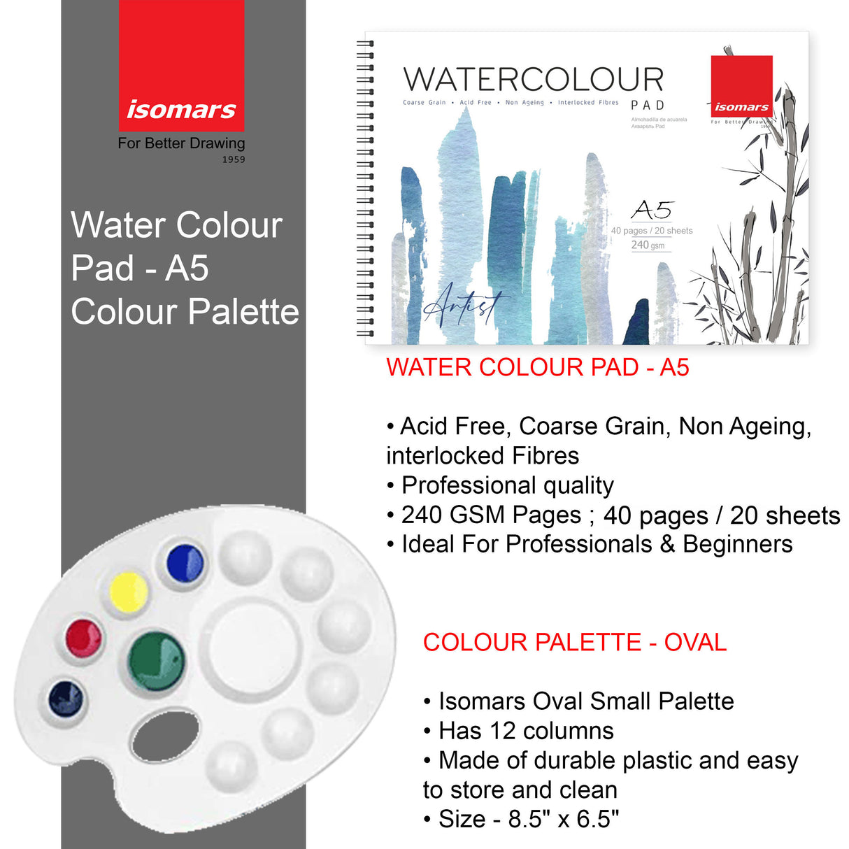 Drawing Set: Watercolor Pad, Colour Palette, Brush Set, and Ink Collection