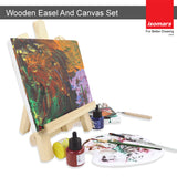 Isomars Artists Kit - Set of Wooden Easel and Canvas - Display Stand and Display / Painting Board Combo