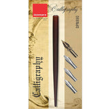 Wooden Straight Holder with 3 Calligraphy & 1 Flex Dip Nib