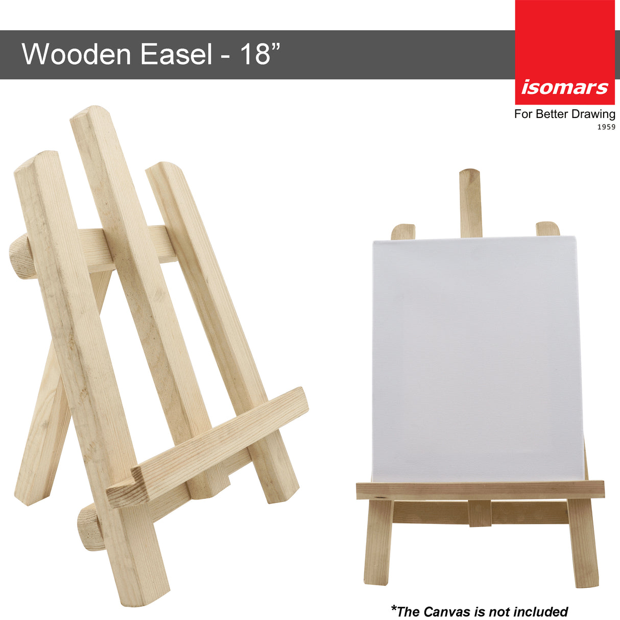 Isomars Artists Kit - Set of Wooden Easel and Canvas - Display Stand and Display / Painting Board Combo