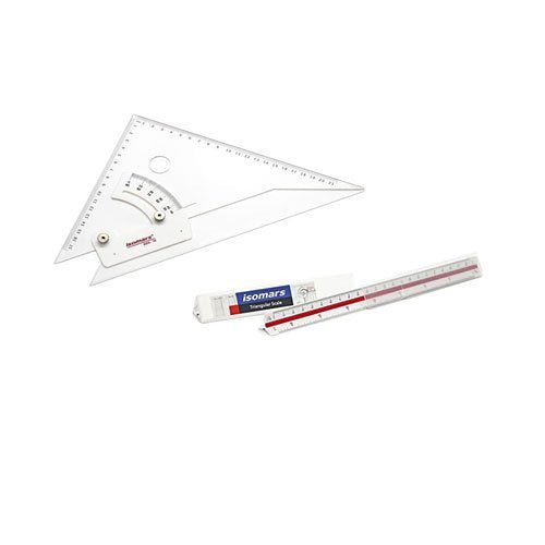 Adjustable Set Square 10" & Triangular Scale Combo - Isomars