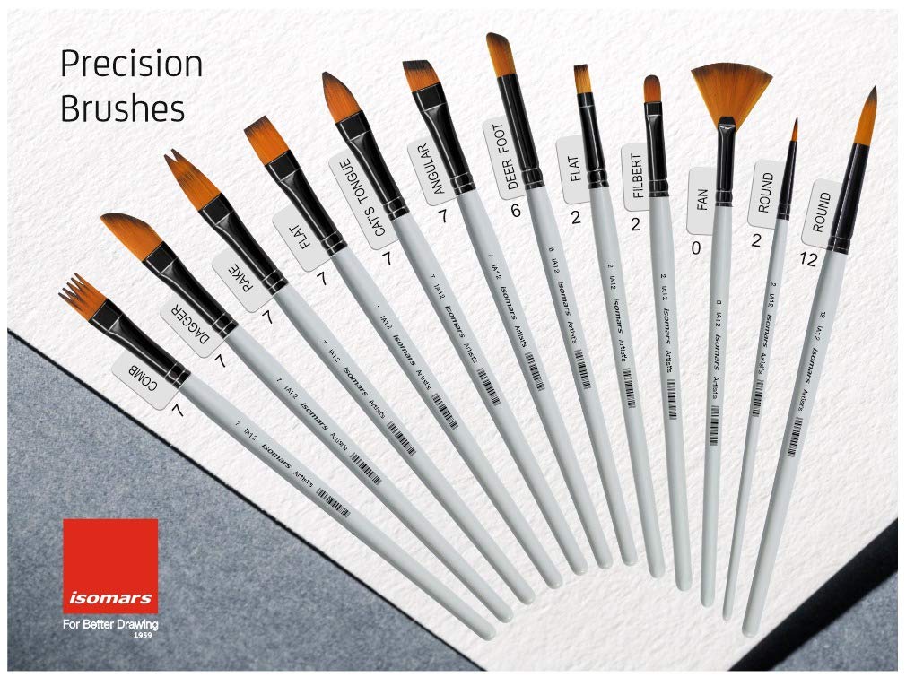 Artist Paint Brush (Set of 13) with Palette & Carry Bag - Isomars