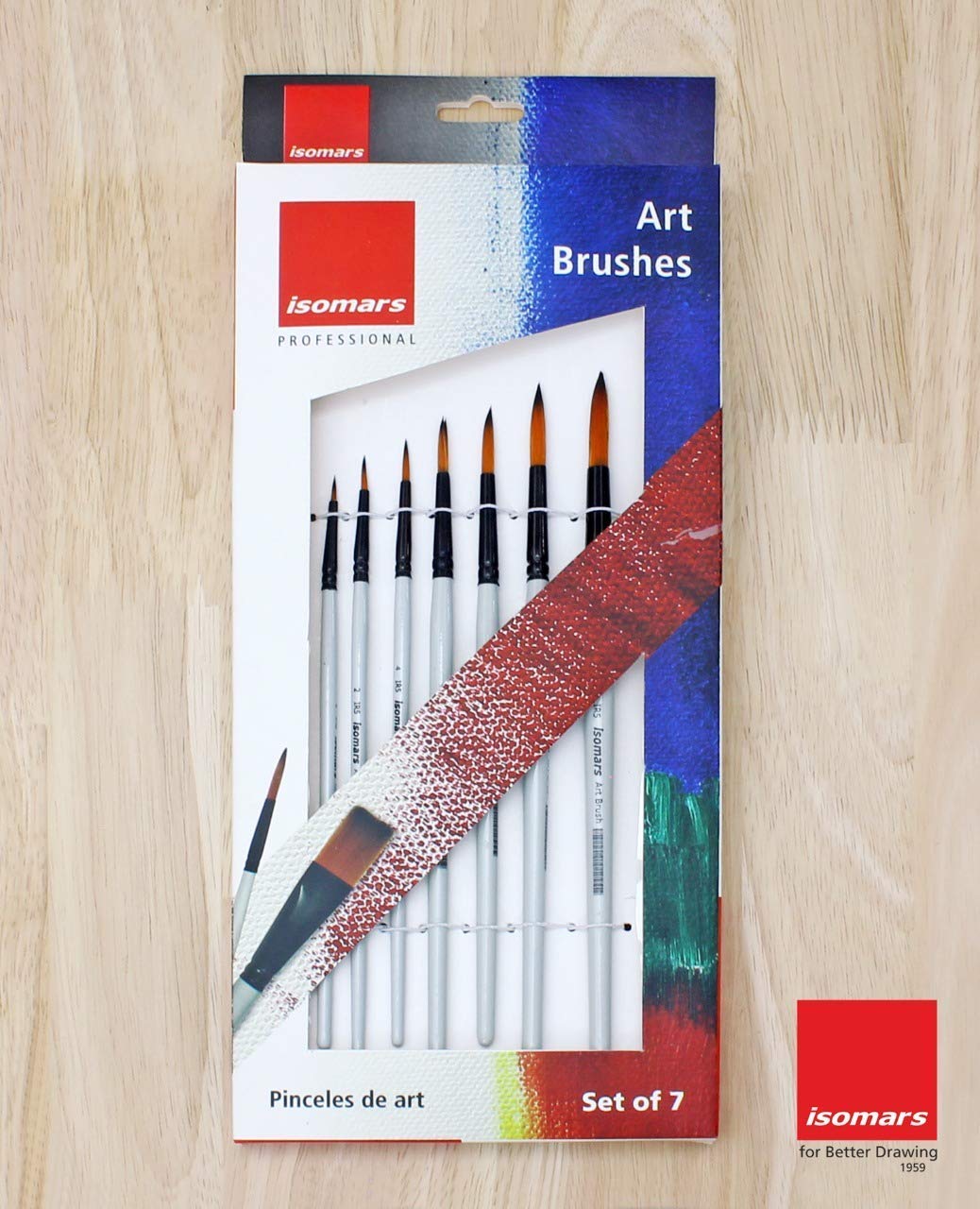 Artist Wooden Easel with Round Brush (Set of 7) & Canvas Boards - Isomars