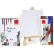Artist Wooden Easel with Sketch Pad, Round Brush (Set of 7) & Canvas Boards - Isomars