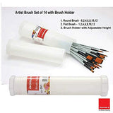 Artists Brush Set- 14 Brushes with Holder - Isomars