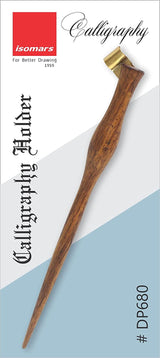 Calligraphy Holder Set: Rosewood with Brass Flange and Black & Red Calligraphy Inks - Isomars