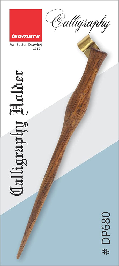 Calligraphy Holder Set: Rosewood with Brass Flange and Black & Red Calligraphy Inks - Isomars