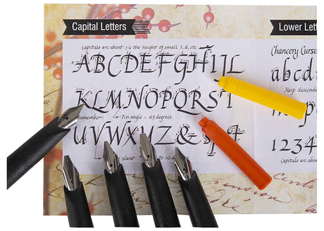 Calligraphy Pen Set: 5 Nibs, Ink Cartridges, Converter, and Ink - Isomars