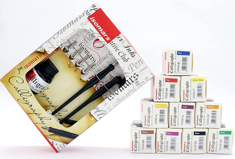 Calligraphy Pen Set: Flex Nib, Dip Nibs, Holders, and Calligraphy Ink (Set of 10) - Isomars