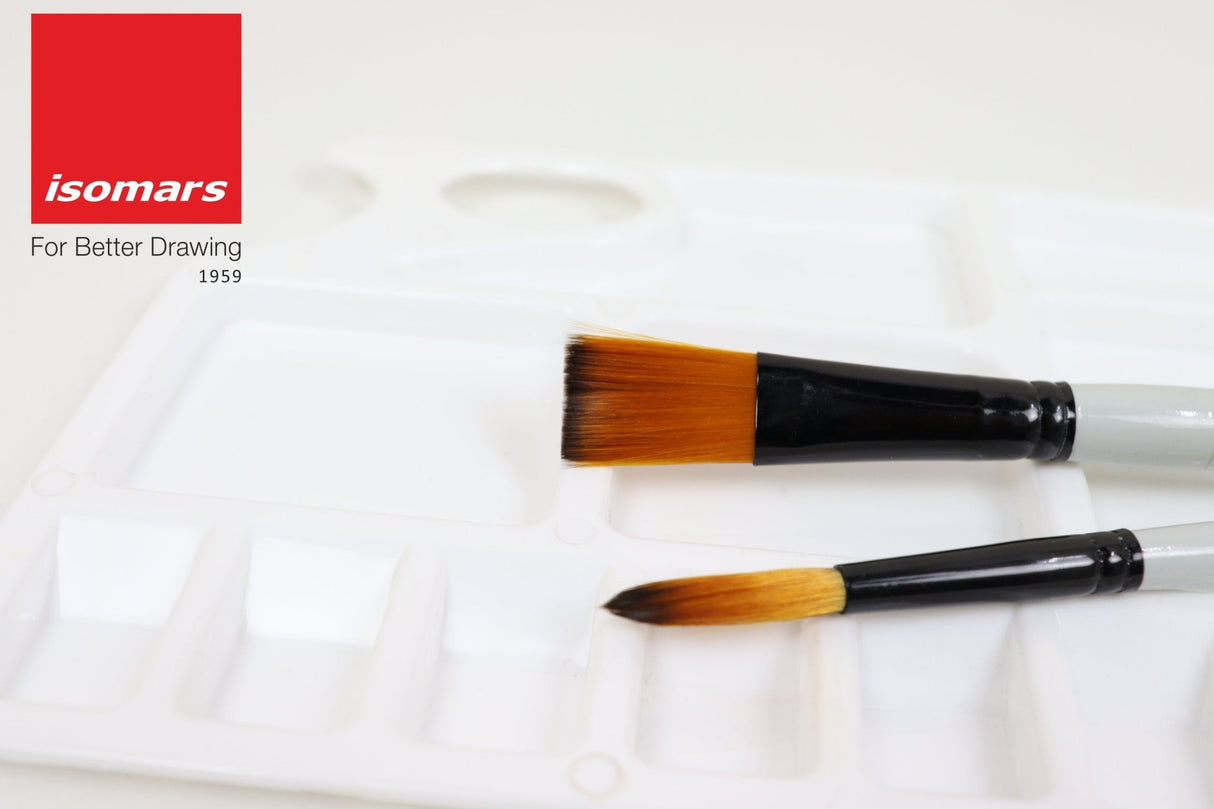 Colour Mixing Palette & Flat and Round Brushes (Set of 7) - Isomars