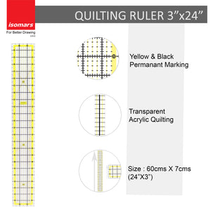 Isomars Garment Patchwork Quilting Ruler - 3"X24"