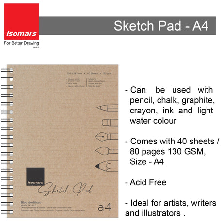 Drawing Kit (Pad, Assorted Shapes Templates & Pencil with Eraser) - Isomars