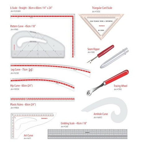 Fashion Designing Kit - Set of 11 with Bag - Isomars
