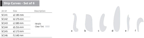 French Ship Curves Stencil - Set of 6 - Isomars
