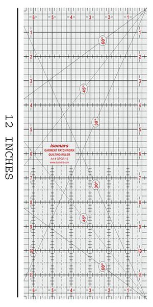 Isomars Garment Patchwork Quilting Ruler (12 Inch)