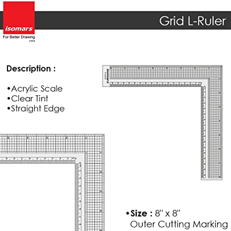 Grid L- Ruler 8" (Tailoring and General Purpose)