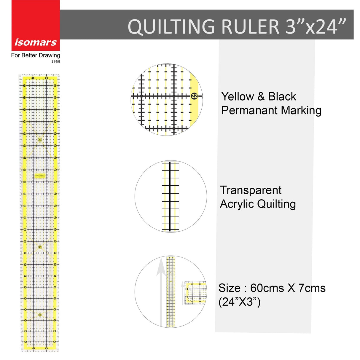 Garment Patchwork Quilting Ruler (3"X24") - Isomars