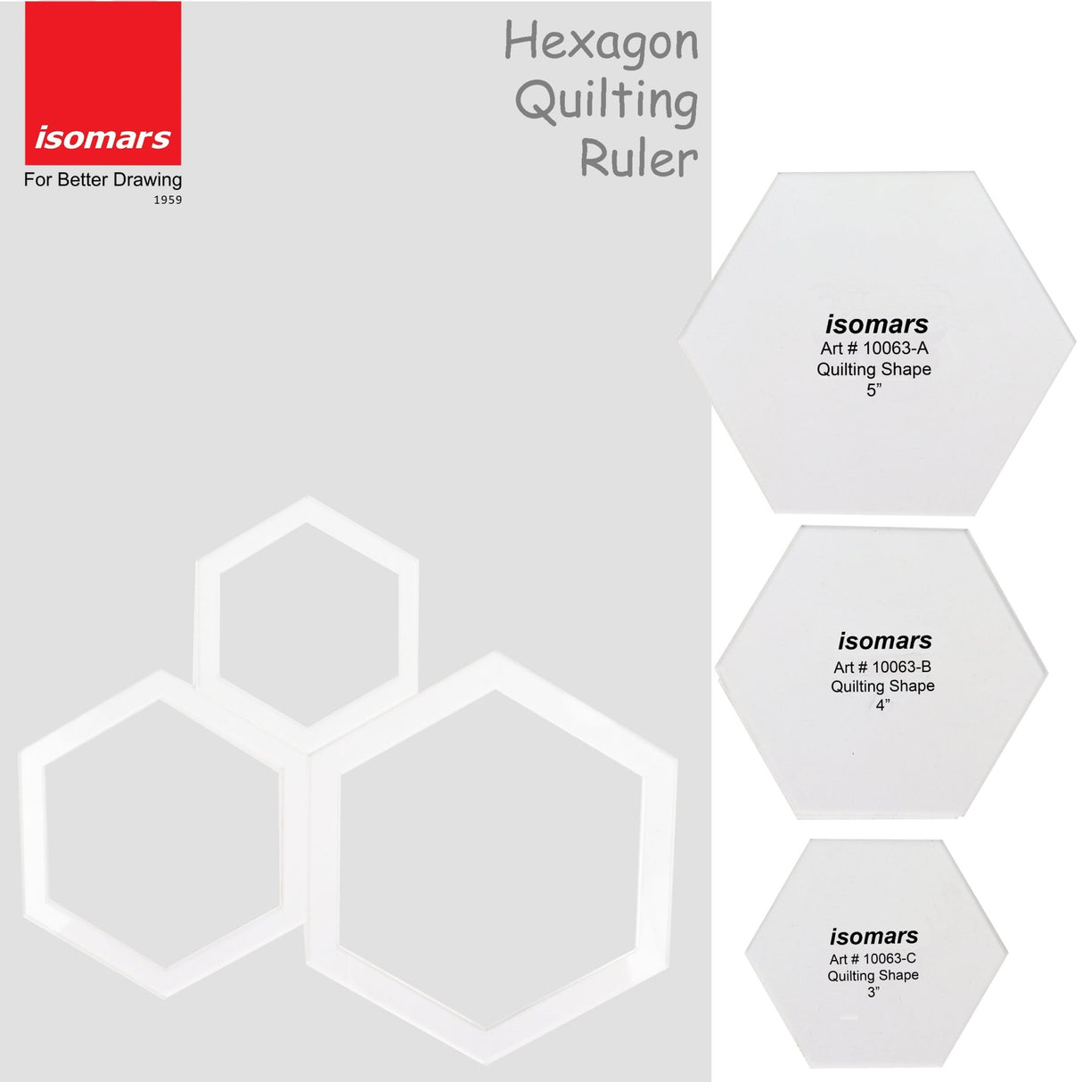 Hexagon Quilting Patchwork Template (Set of 3) - Isomars