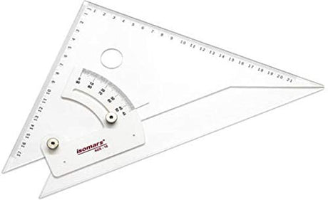 Isomars Adjustable Set Square 10 Inch with Safety Cloth Cover | Transparent Acrylic Drafting Triangle | Adjustable Angle Ruler for Technical Drawing, Engineering, Architecture, Drafting & Students - Isomars