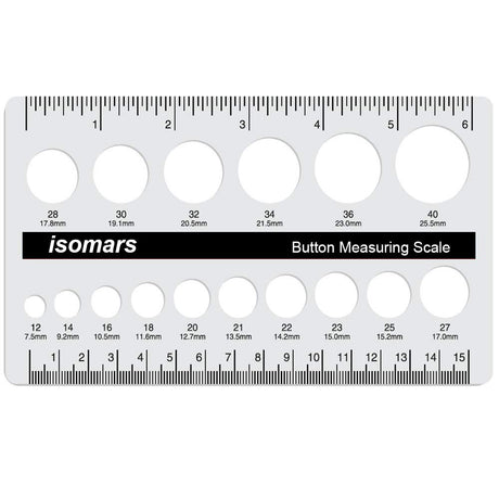 Isomars Button Measuring Scale – Acrylic Button Size Gauge with CM/MM Markings for Tailoring, Fashion Designing & Garment Measurement - Isomars