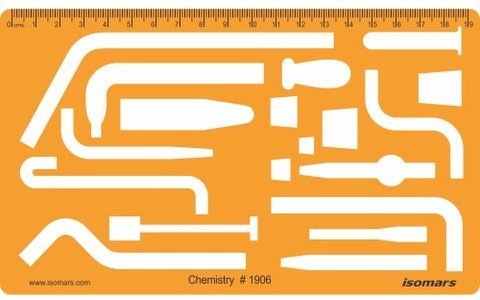 Isomars Chemistry Laboratory Drawing Template No. 1906 | Technical Drafting Stencil for Chemistry Apparatus & Lab Equipment | Transparent Plastic Template for Students, Engineers, Architects & Designers - Isomars
