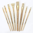 Isomars Flat Hog Hair Paint Brush Set of 8 with Fan Brush – Professional Long Handle Artist Brushes for Oil, Acrylic & Canvas Painting | Natural Bristles for Smooth, Even Strokes - Isomars