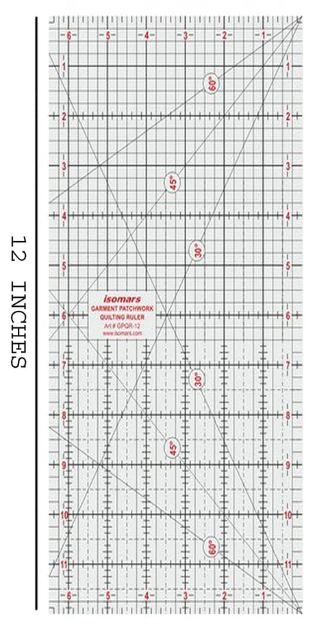 Isomars Garment Patchwork Quilting Ruler (12 Inch) - Isomars