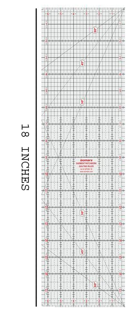 Isomars Garment Patchwork Quilting Ruler - 18" - Isomars