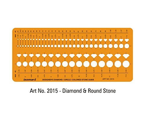 Isomars Jewelry Design Template Set of 6 | Gemstone & Diamond Drawing Stencils for Ring, Pendant, Earring & Ornament Design | Transparent Plastic Drafting Templates for Jewelry Designers - Isomars