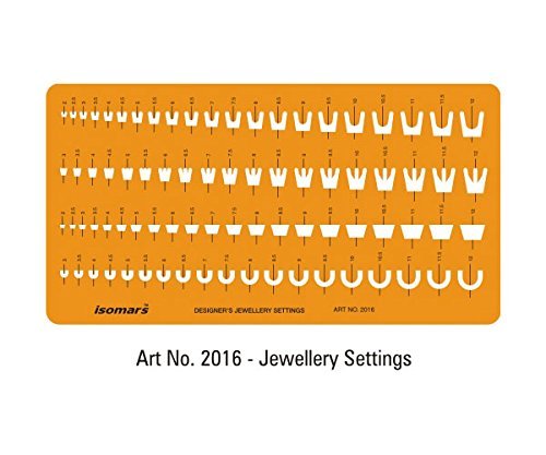 Isomars Jewelry Design Template Set of 6 | Gemstone & Diamond Drawing Stencils for Ring, Pendant, Earring & Ornament Design | Transparent Plastic Drafting Templates for Jewelry Designers - Isomars