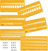 Isomars Jewelry Design Template Set of 6 | Gemstone & Diamond Drawing Stencils for Ring, Pendant, Earring & Ornament Design | Transparent Plastic Drafting Templates for Jewelry Designers - Isomars